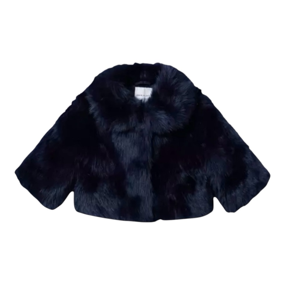 Janie and Jack - Girls Festive Faux Fur Jacket 18-24mos Dark Marine Colour NWT
